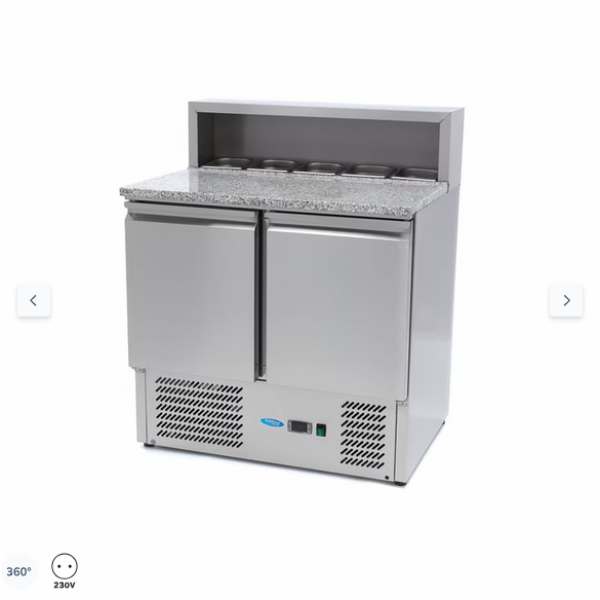  Ψυγείο προετοιμασίας πίτσας 2 πόρτες - 90cm -285L - με κάλυμμα από ανοξείδωτο χάλυβα